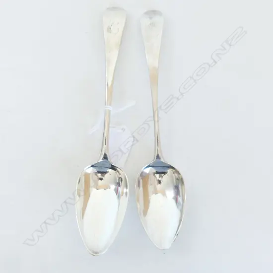 2 GEORGIAN STG SILVER TABLE SPOONS 1795, 1803 115 GM