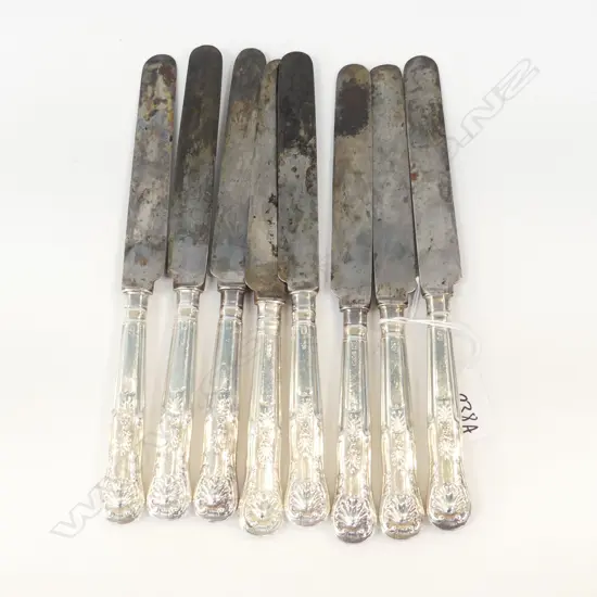 8 STG SILVER KNIVES, SHEFFIELD EARLY 20thC L.225mm