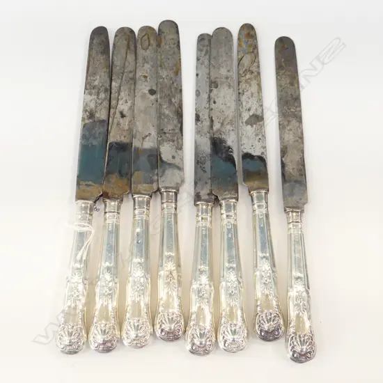 8 STG SILVER KNIVES, SHEFFIELD EARLY 20thC L.270mm