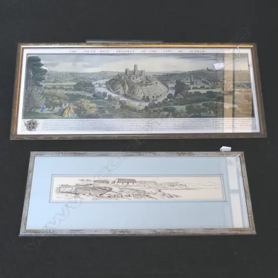 2 ARTWORKS: BILL LAWRENCE 'NORTH SKYE SCENE' SKETCH 1999 80x530mm, PROSPECT OF DURHAM 320x815mm