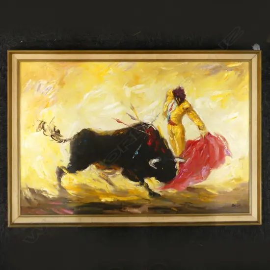 LG BULLFIGHTER MATADOR OIL ON BOARD, SIGNED DAVID 595x900mm