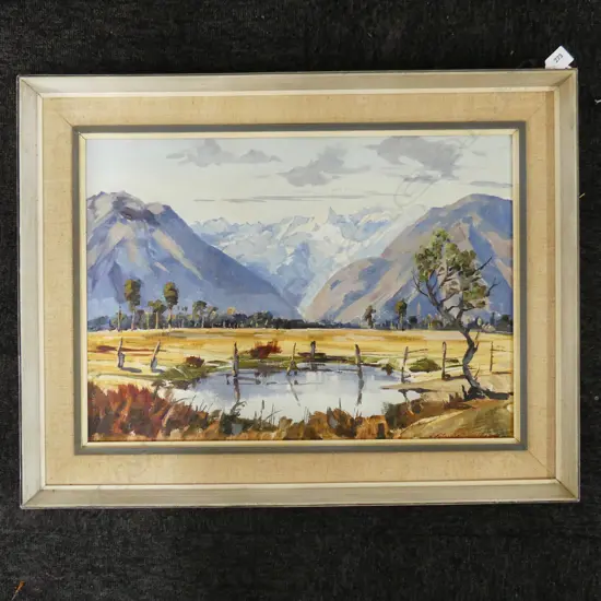 ASTON GREATHEAD 'FOX FLAT, WEST COAST, OIL ON BOARD '63 380x535mm