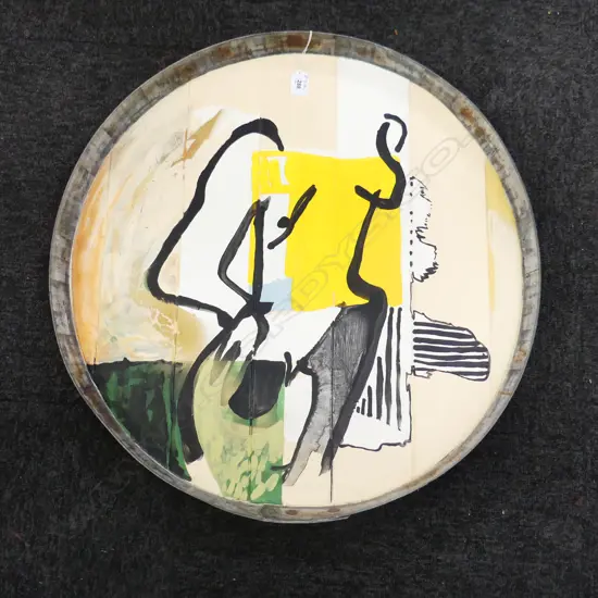 KATIE BLUNDELL 'ONE TICKET' ACRYLIC ON BOARD 620mm dia