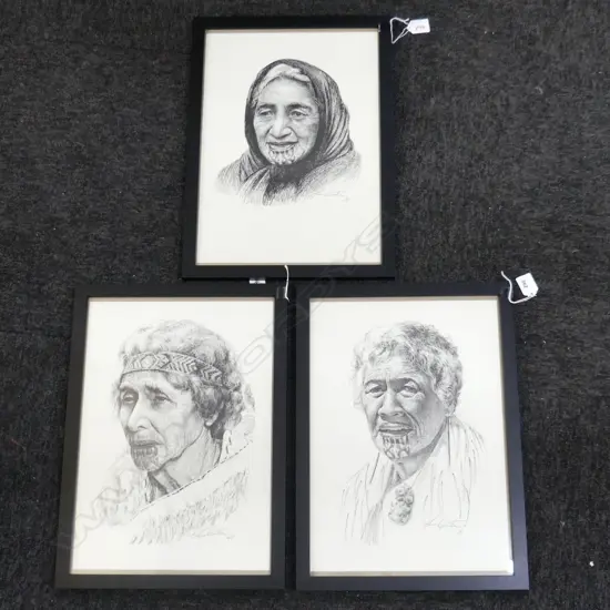 3 LEN CUTTEN PRINTS, MAORI WOMEN, LTD. ED. OF 100 395x280mm
