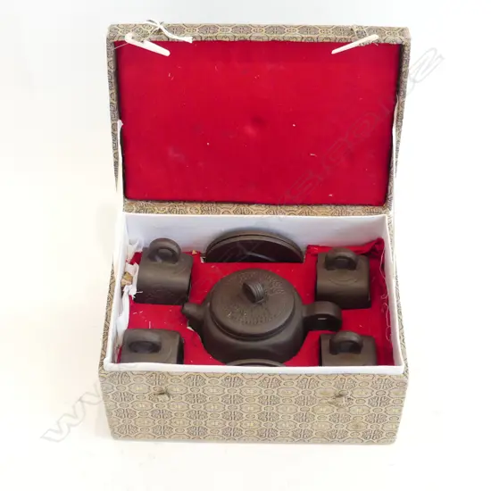 BOXED MID CENTURY CHINESE YIXING TEA SET