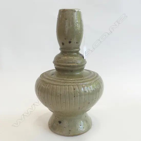 VINTAGE CELEDON WATER BOTTLE FROM LAOS H 320 MM