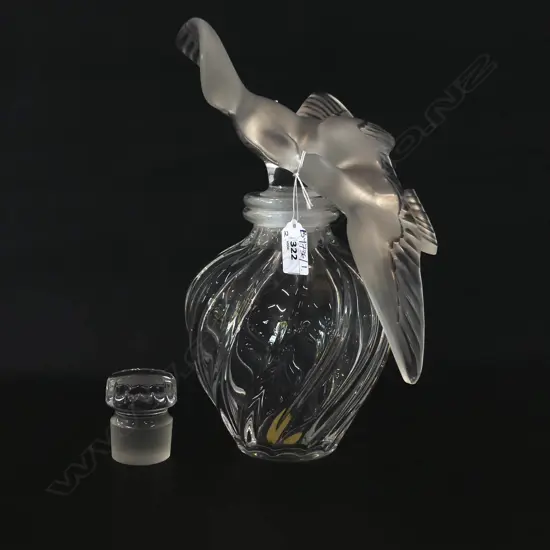 LALIQUE NINA RICCI L'AIR DU TEMPS PERFUME DISPLAY BOTTLE w. LGE DBLE BIRD STOPPER W.320mm Edition 38
