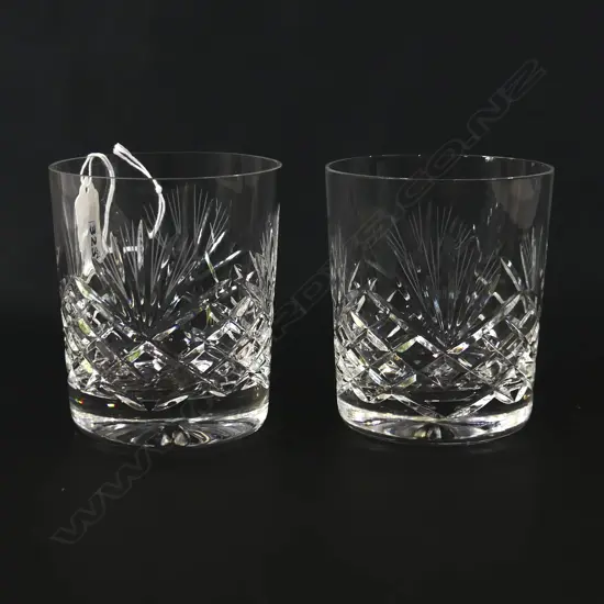 PAIR OF QUALITY CUT CRYSTAL WHISKY GLASSES – DOUBLE OLD FASHIONED H.95MM