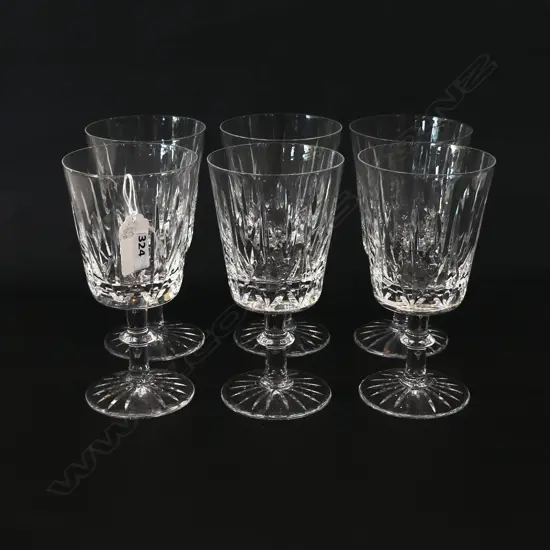 SET OF 6 LARGE BRIERLEY CUT CRYSTAL WINE GOBLETS ENGLAND H.16CM