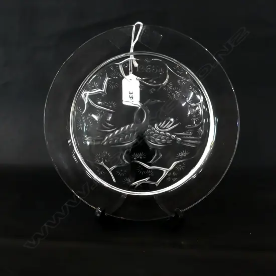 LALIQUE 1965 PLATE 210mm dia + STAND & BOX