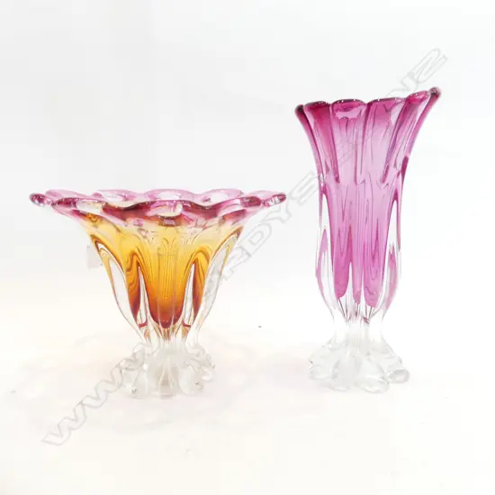 2 ART GLASS VASES H.300mm