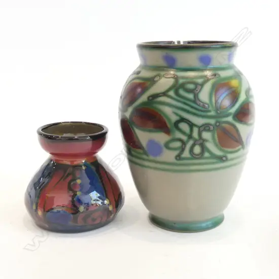 VINTAGE SWEDISH 'UPSSALA EKEBY' VASE, ART DECO FLORAL PATTERNS, H.170mm & SML DANISH ART DECO DANIKO VASE, H.95mm