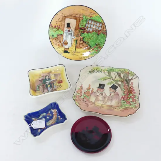 2 ROYAL DOULTON ZUNDAY ZMOCKS PLATES 190mm dia + 3 SMALL ROYAL DOULTON PIN DISHES