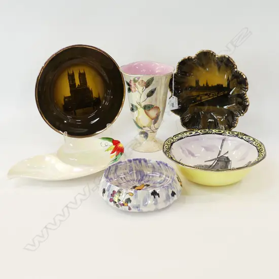 6 PCS ENGLISH LUSTREWARE INCL. DECO CROWN DEVON