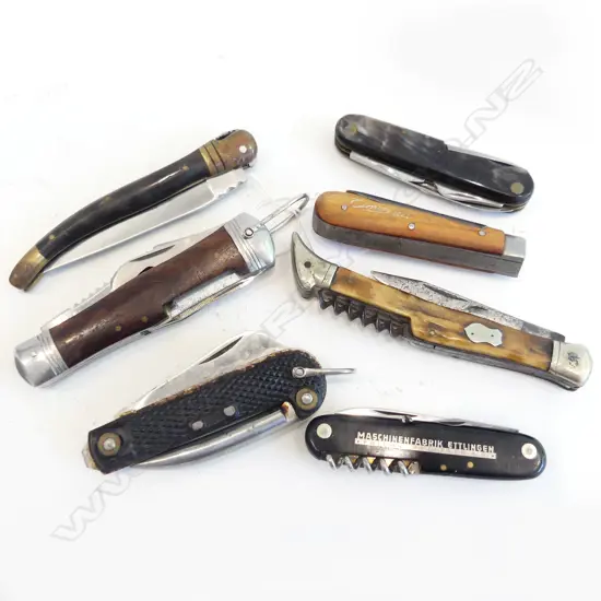 7 COLLECTIBLE VINTAGE POCKET KNIVES, LAGUIOLE,CIMCO ETC
