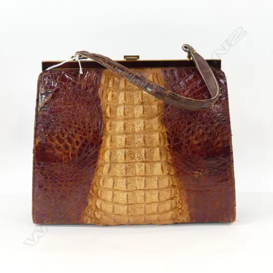 VINTAGE CROCODILE HANDBAG W.325mm