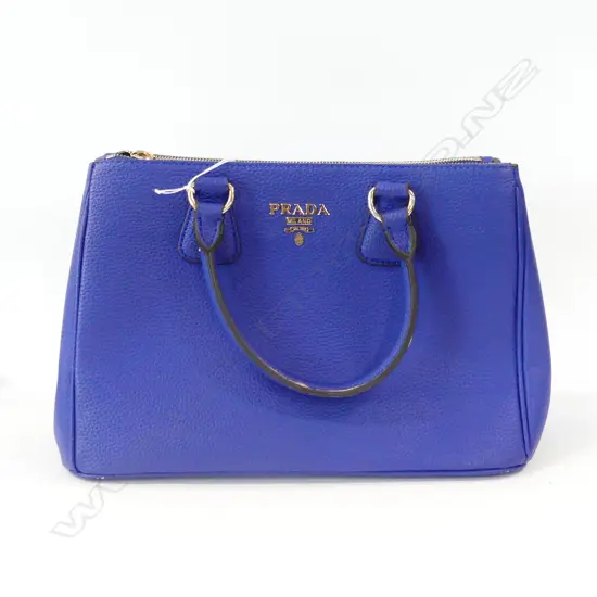 COPY 'PRADA' LABEL BLUE HAND BAG W.380mm