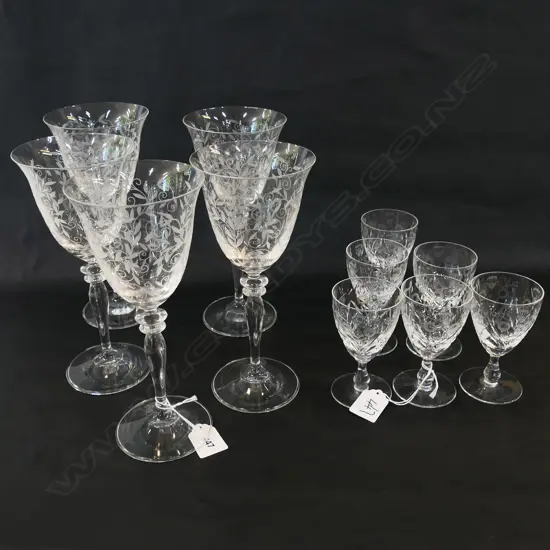 5 TALL WINE GLASSES CHIPS & 6 SCOTTISH CRYSTAL SHERRYS MINOR FAULTS