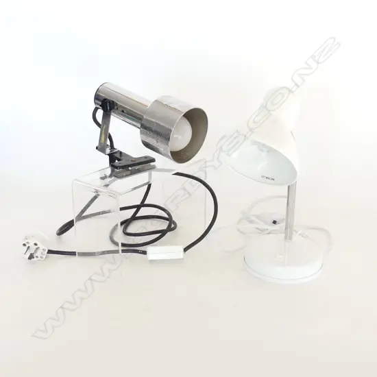 2 MODERN LAMPS; WHITE & SILVER - BOTH WORKING