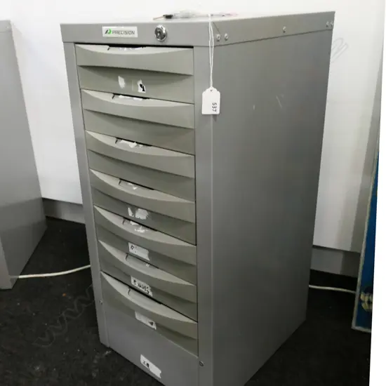 'PRECISION' METAL FILE CABINET - 7 PLASTIC DRAWERS 335x390x710mm