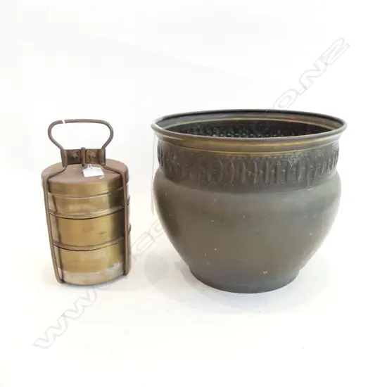 BRASS JARDINIERE AND BRASS TIFFIN D 250 MM