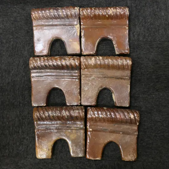 6 PCES ANTIQUE GLAZED POTTERY GARDEN EDGING W.200mm