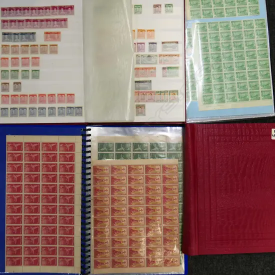 4 STAMP ALBUMS (2 OF SHEETS, 1 EMPTY)