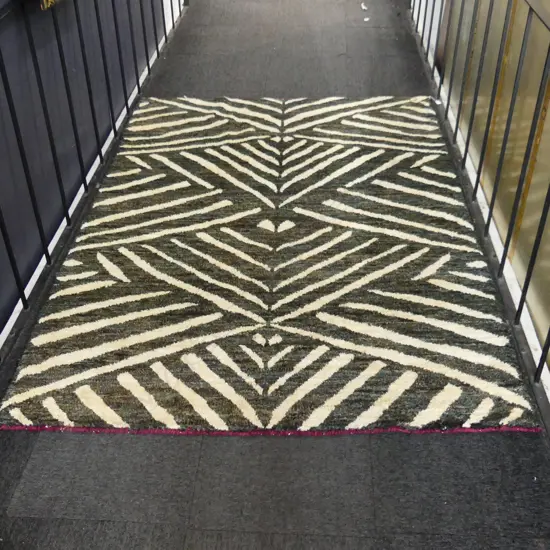 HUNDERTWASSER DESIGNED HAND-KNOTTED WOOL PILE GABBEH RUG 2140x1670mm