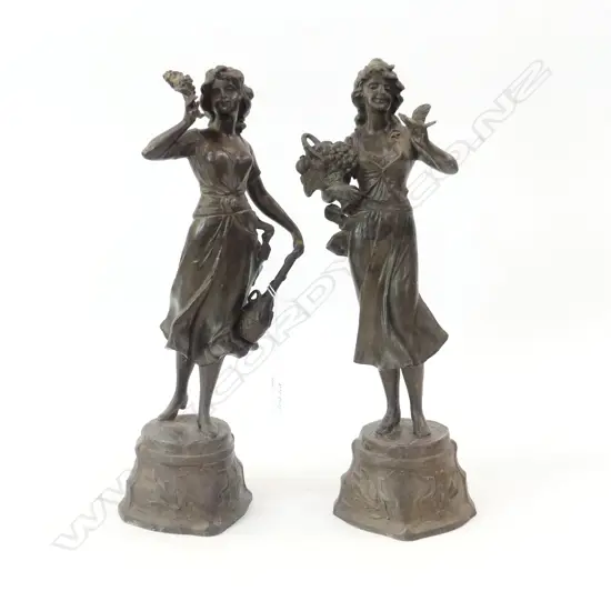 PR ANTIQUE SPELTER FEMALE FIGURES H.355mm SOME FAULTS