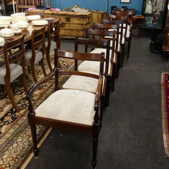 8 MAHOGANY REGENCY STYLE DINING CHAIRS 2 ARE CARVERS