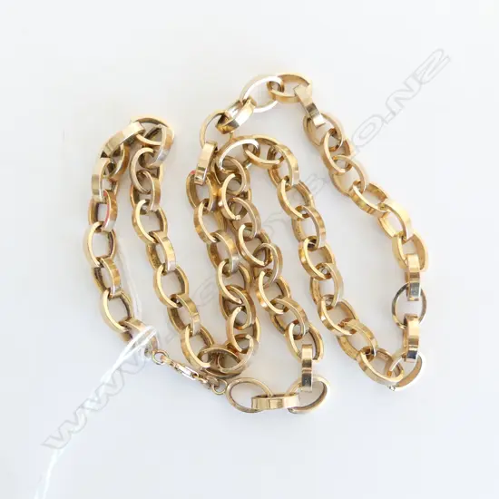 CHUNKY GOLD ON SILVER CHAIN with 9CT GOLD CLASP. L.500mm FAULTS