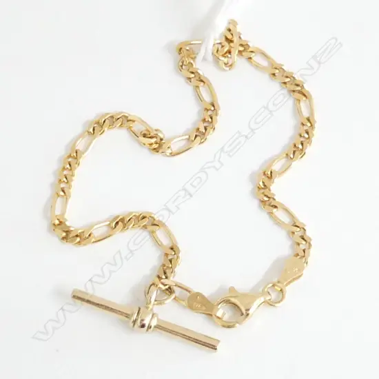 FINE 9ct GOLD BRACELET W T-BAR by Morris & Watson 4.82gms