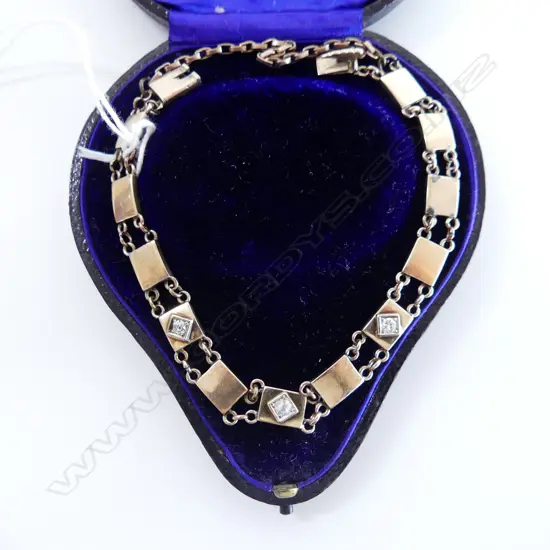 GOLD testing 14ct & 3 DIAMOND BRACELET 22.24gms ....