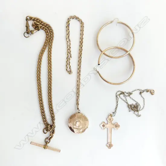 ASST. GOLD PLATED JEWELLERY INCL. 3 GM 9CT CROSS