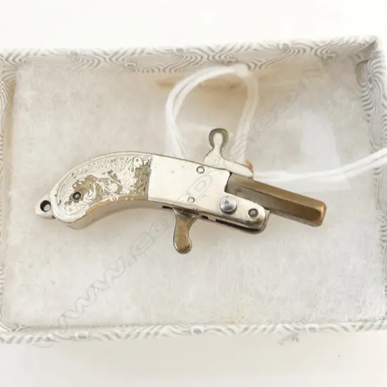 FOB CHAIN MINIATURE SILVER PLATE PISTOL