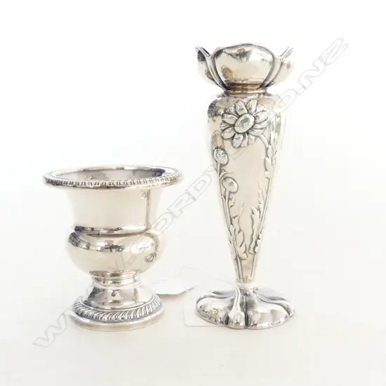S/SILVER VASE H110 & SMALL S/SILVER URN H60MM BOTH WEIGHTED FAULTS