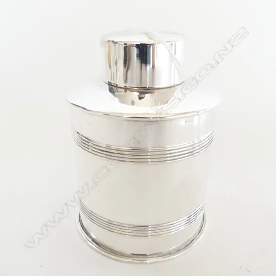 STG SILVER TEA CADDY, B'HAM 1906 H.100mm 118gm