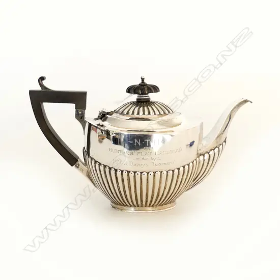 SILVER 1913 PRESENTATION BACHELORS TEAPOT EDWARDIAN 269gms