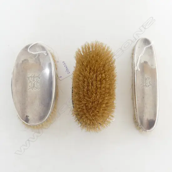 2 S/SILVER BACKED HIAR BRUSHES & S/SILVER BACKED CLOTHES BRUSH