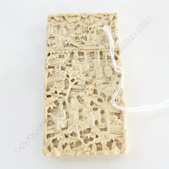 ORIENTAL CARVED IVORY CARD CASE 85x50mm