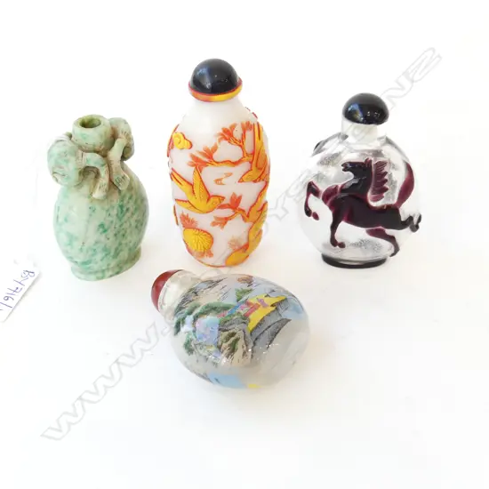 4 ORIENTAL SNUFF BOTTLES H.85mm