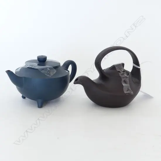 2 YIXING ORIENTAL TEAPOTS, (1 Chinese 1970's), H.100mm