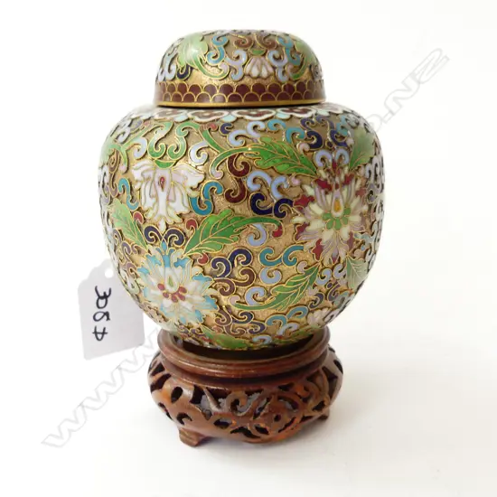 CLOISONNÉ GINGER JAR ON BASE H140MM