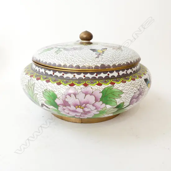 CLOISONNÉ LIDDED BOWL W230MM