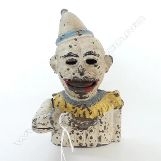 VINTAGE CAST IRON CLOWN MONEY BOX H190MM