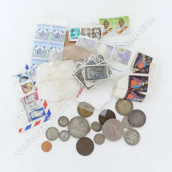 SMALL BAG ASST. STAMPS & COINS