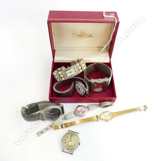 OMEGA WATCH BOX & 7 WRISTWATCHES