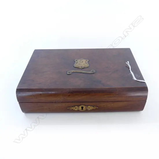 C1900 FIGURED WALNUT WRITING / LETTER BOX