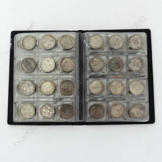 SMALL RED COIN ALBUM: 82 20c CHINESE EMPIRE COINS 155x110mm 