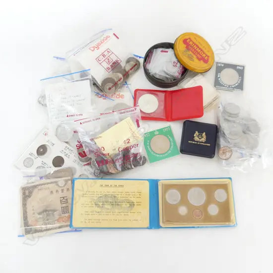 BOX OF OLD WORLD COINAGE includes China NZ USA etc.